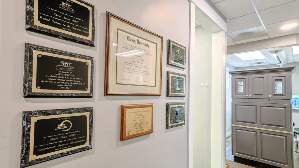 Framed dental certificates