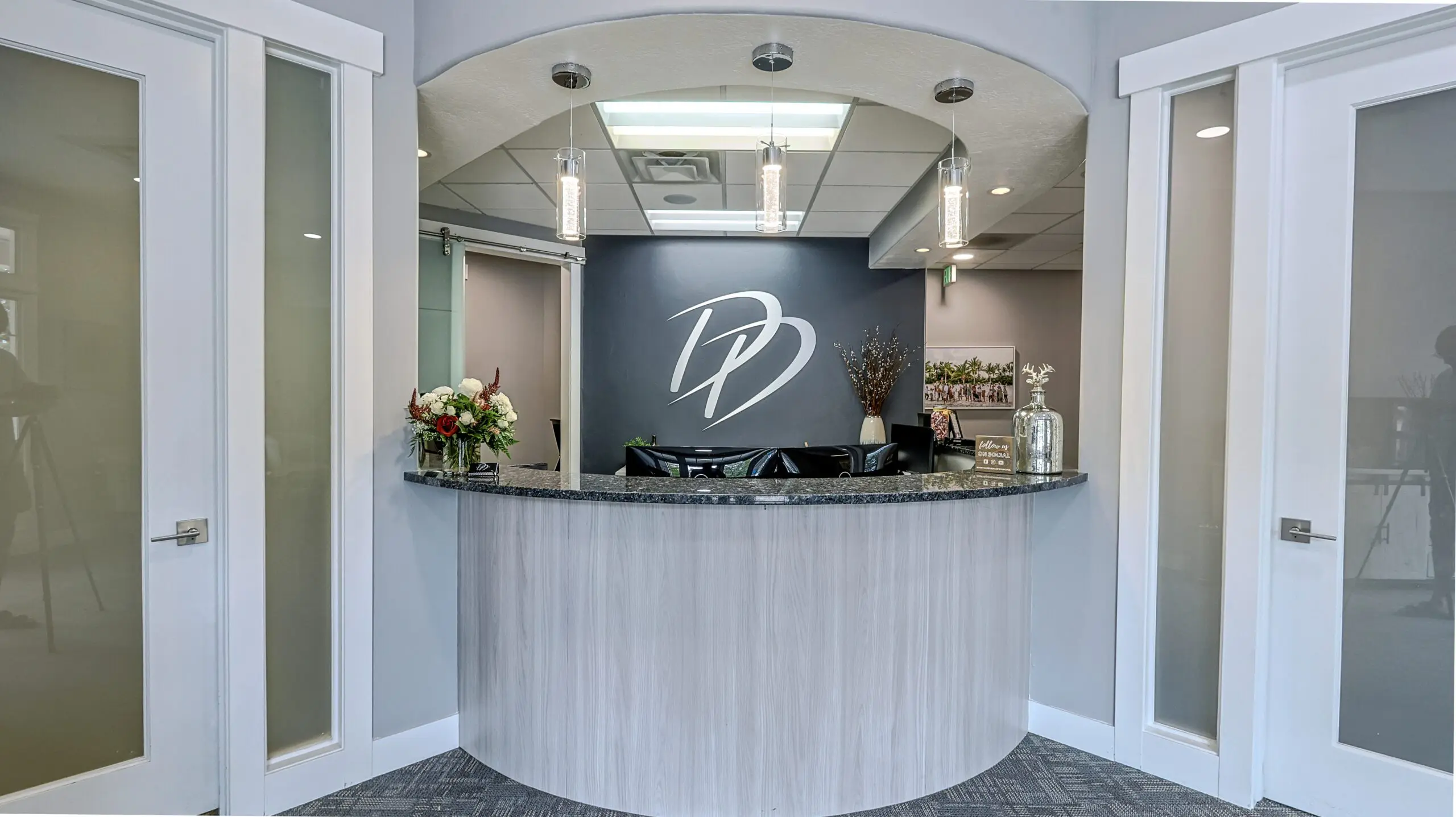 Receiving area with office's logo